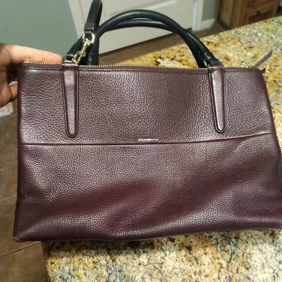 COACH 28160 BOROUGH Pebbled Oxblood Leather Satchel Handbag Rare Retired - Picture 5 of 12